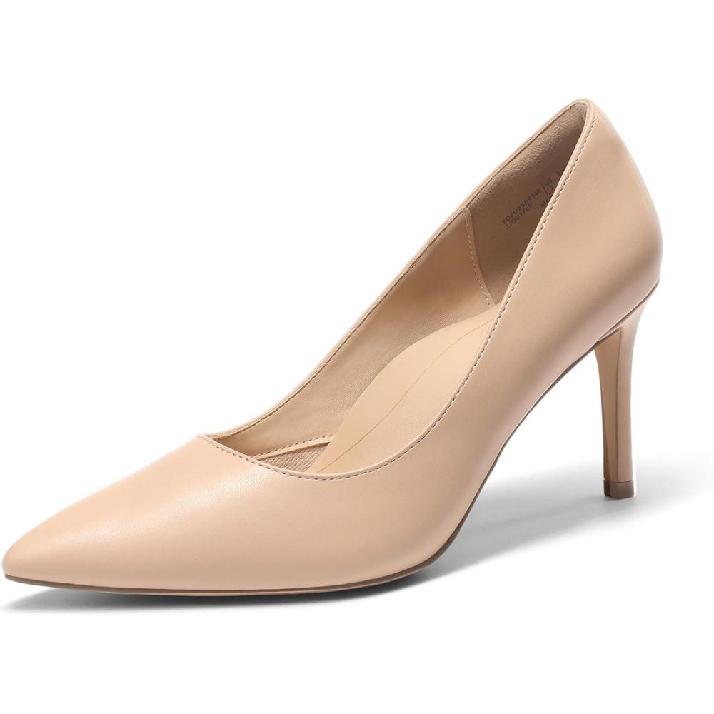 image:imageDREAM PAIRS Womens High Heels Pump Closed Pointed Toe Slip On Stiletto Dress Shoes Fashion Wedding Bridal Work Office Comfortable Pumps ShoesNude