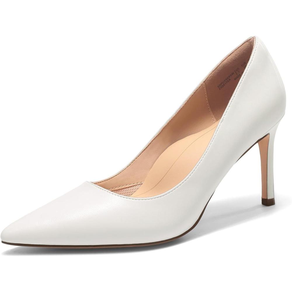 image:imageDREAM PAIRS Womens High Heels Pump Closed Pointed Toe Slip On Stiletto Dress Shoes Fashion Wedding Bridal Work Office Comfortable Pumps ShoesWhite