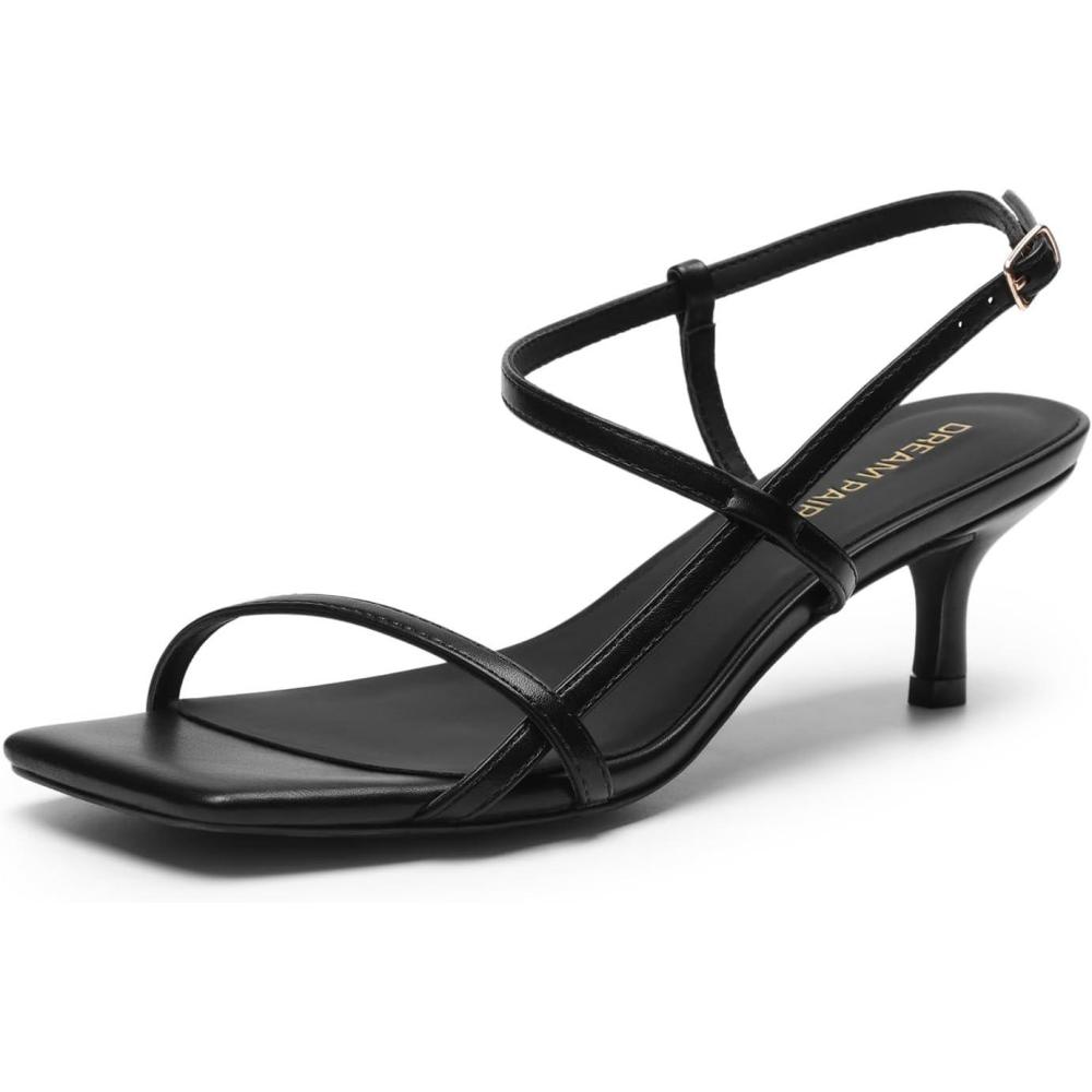 image:imageDREAM PAIRS Womens Low Kitten Heels Square Open Toe Ankle Strap Party Wedding Dressy 216 Inch 2026SS Sandals Shoes With Quiet Heel CapBlack