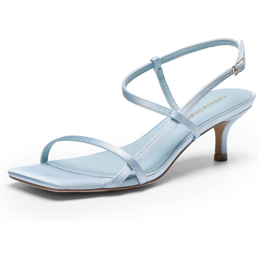 image:imageDREAM PAIRS Womens Low Kitten Heels Square Open Toe Ankle Strap Party Wedding Dressy 216 Inch 2026SS Sandals Shoes With Quiet Heel CapBlue