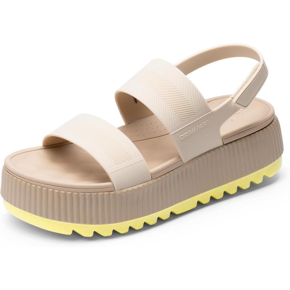 image:imageDREAM PAIRS Womens Platform Water Sandals Adjustable Lightweight Waterproof Summer Beach Wedge Chunky SandalsSand