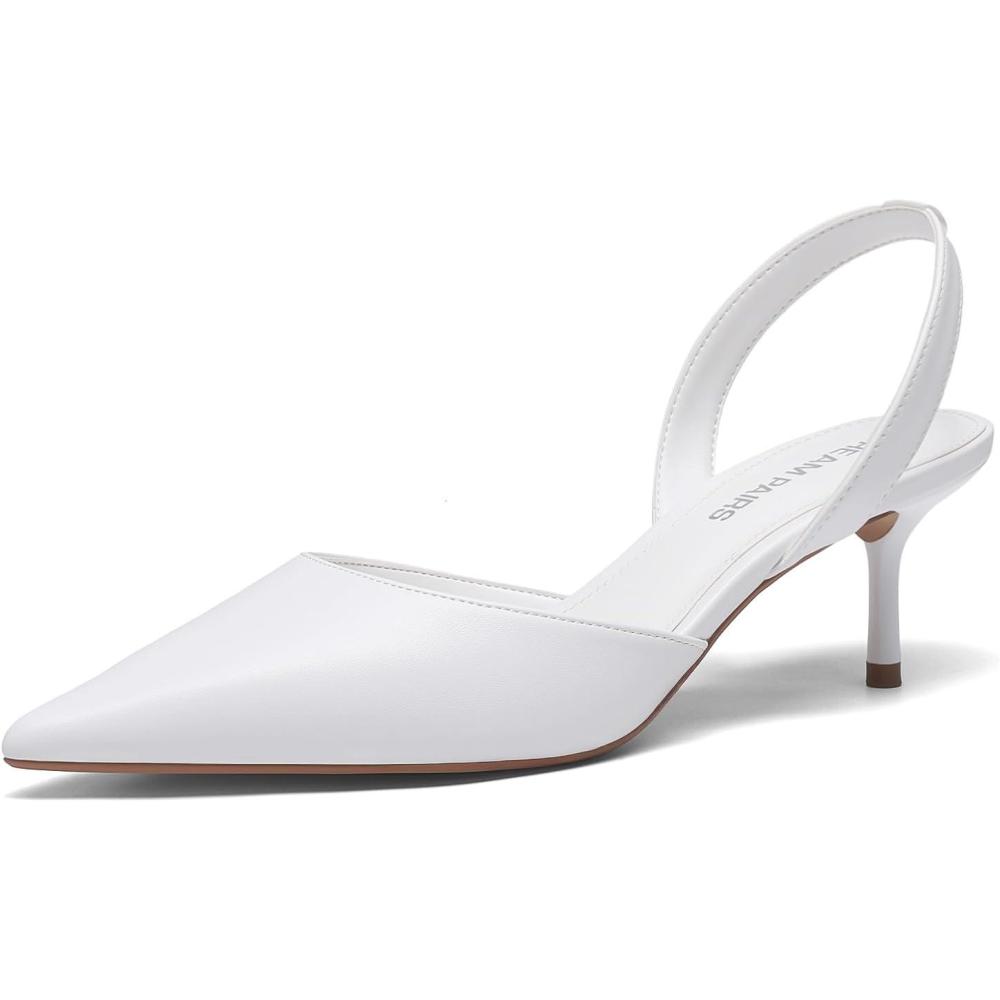 image:imageDREAM PAIRS Womens Slingback Lace Up Kitten Low Heel Closed Toe Ankle Strap Heels Pointed Toe Strappy Pumps Shoes Party Wedding Dress ShoesWhite