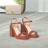 DREAM PAIRS Heels for Women Block Chunky Platform High Heels Open Toe Fashion Wedding Party Evening Prom Dance Ankle Strap Dress Pump Sandals Shoes(Tan)