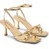 DREAM PAIRS Women’s Bow Heels -Kitten Heels for Women, Square Toe Strappy Heeled Sandals, Elegant Wedding & Bridal Bownots Sandals for Formal & Special Occasions(Gold)