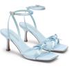 DREAM PAIRS Women’s Bow Heels -Kitten Heels for Women, Square Toe Strappy Heeled Sandals, Elegant Wedding & Bridal Bownots Sandals for Formal & Special Occasions(Blue)