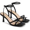 DREAM PAIRS Women’s Bow Heels -Kitten Heels for Women, Square Toe Strappy Heeled Sandals, Elegant Wedding & Bridal Bownots Sandals for Formal & Special Occasions(Black)