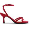 DREAM PAIRS Women’s Bow Heels -Kitten Heels for Women, Square Toe Strappy Heeled Sandals, Elegant Wedding & Bridal Bownots Sandals for Formal & Special Occasions(Red)