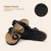DREAM PAIRS Women’s Comfortable Cork Sandals Suede Leather Insole Slides Arch Support Walking Sandals(Black)