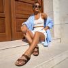 DREAM PAIRS Women’s Comfortable Cork Sandals Suede Leather Insole Slides Arch Support Walking Sandals(Brown)