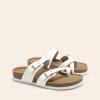DREAM PAIRS Women’s Comfortable Cork Sandals Suede Leather Insole Slides Arch Support Walking Sandals(White)