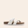 DREAM PAIRS Women’s Comfortable Cork Sandals Suede Leather Insole Slides Arch Support Walking Sandals(White)