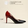DREAM PAIRS Women’s High Heels Pump Closed Pointed Toe Slip On Stiletto Dress Shoes Fashion Wedding Bridal Work Office Comfortable Pumps Shoes(Black/Red)