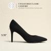 DREAM PAIRS Women’s High Heels Pump Closed Pointed Toe Slip On Stiletto Dress Shoes Fashion Wedding Bridal Work Office Comfortable Pumps Shoes(Black-suede)