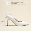 DREAM PAIRS Women’s High Heels Pump Closed Pointed Toe Slip On Stiletto Dress Shoes Fashion Wedding Bridal Work Office Comfortable Pumps Shoes(White)