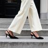 DREAM PAIRS Women’s Kitten Heels Slingback Closed Pointed Toe Low Pumps Shoes Women Party Wedding Sexy Casual Dress Shoes(Black-nubuck)
