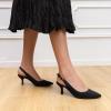 DREAM PAIRS Women’s Kitten Heels Slingback Closed Pointed Toe Low Pumps Shoes Women Party Wedding Sexy Casual Dress Shoes(Black-suede-1)