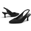 DREAM PAIRS Women’s Kitten Heels Slingback Closed Pointed Toe Low Pumps Shoes Women Party Wedding Sexy Casual Dress Shoes(Black-suede-1)