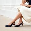 DREAM PAIRS Women’s Kitten Heels Slingback Closed Pointed Toe Low Pumps Shoes Women Party Wedding Sexy Casual Dress Shoes(Navy-suede-1)