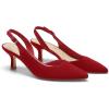 DREAM PAIRS Women’s Kitten Heels Slingback Closed Pointed Toe Low Pumps Shoes Women Party Wedding Sexy Casual Dress Shoes(Red-suede)