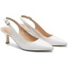 DREAM PAIRS Women’s Kitten Heels Slingback Closed Pointed Toe Low Pumps Shoes Women Party Wedding Sexy Casual Dress Shoes(White-pu)