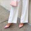 DREAM PAIRS Women’s Kitten Heels Slingback Low Closed Toe Comfortable Pumps Pointed Toe Wedding Party Elegant Dress Shoes(Pink)