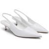 DREAM PAIRS Women’s Kitten Heels Slingback Low Closed Toe Comfortable Pumps Pointed Toe Wedding Party Elegant Dress Shoes(White)