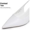 DREAM PAIRS Women’s Kitten Heels Slingback Low Closed Toe Comfortable Pumps Pointed Toe Wedding Party Elegant Dress Shoes(White)