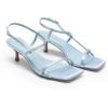 DREAM PAIRS Women’s Low Kitten Heels Square Open Toe Ankle Strap Party Wedding Dressy 2.16 Inch 2026SS Sandals Shoes With Quiet Heel Cap(Blue)