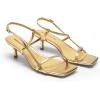 DREAM PAIRS Women’s Low Kitten Heels Square Open Toe Ankle Strap Party Wedding Dressy 2.16 Inch 2026SS Sandals Shoes With Quiet Heel Cap(Gold)