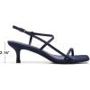 DREAM PAIRS Women’s Low Kitten Heels Square Open Toe Ankle Strap Party Wedding Dressy 2.16 Inch 2026SS Sandals Shoes With Quiet Heel Cap(Navy)