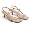 DREAM PAIRS Women’s Low Kitten Heels Square Open Toe Ankle Strap Party Wedding Dressy 2.16 Inch 2026SS Sandals Shoes With Quiet Heel Cap(Nude)