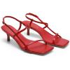 DREAM PAIRS Women’s Low Kitten Heels Square Open Toe Ankle Strap Party Wedding Dressy 2.16 Inch 2026SS Sandals Shoes With Quiet Heel Cap(Red)