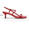 DREAM PAIRS Women’s Low Kitten Heels Square Open Toe Ankle Strap Party Wedding Dressy 2.16 Inch 2026SS Sandals Shoes With Quiet Heel Cap(Red)