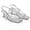 DREAM PAIRS Women’s Low Kitten Heels Square Open Toe Ankle Strap Party Wedding Dressy 2.16 Inch 2026SS Sandals Shoes With Quiet Heel Cap(Silver)
