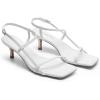 DREAM PAIRS Women’s Low Kitten Heels Square Open Toe Ankle Strap Party Wedding Dressy 2.16 Inch 2026SS Sandals Shoes With Quiet Heel Cap(White)