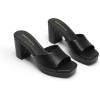 DREAM PAIRS Women’s Platform Block Heel Mule Sandals, Square Toe Ankle Strap Slip On Comfortable Heeled Sandals for Party Wedding Shoes(Black)