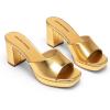 DREAM PAIRS Women’s Platform Block Heel Mule Sandals, Square Toe Ankle Strap Slip On Comfortable Heeled Sandals for Party Wedding Shoes(Gold)
