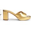 DREAM PAIRS Women’s Platform Block Heel Mule Sandals, Square Toe Ankle Strap Slip On Comfortable Heeled Sandals for Party Wedding Shoes(Gold)