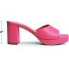 DREAM PAIRS Women’s Platform Block Heel Mule Sandals, Square Toe Ankle Strap Slip On Comfortable Heeled Sandals for Party Wedding Shoes(Hot Pink)