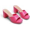 DREAM PAIRS Women’s Platform Block Heel Mule Sandals, Square Toe Ankle Strap Slip On Comfortable Heeled Sandals for Party Wedding Shoes(Hot Pink)