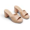 DREAM PAIRS Women’s Platform Block Heel Mule Sandals, Square Toe Ankle Strap Slip On Comfortable Heeled Sandals for Party Wedding Shoes(Nude)