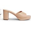 DREAM PAIRS Women’s Platform Block Heel Mule Sandals, Square Toe Ankle Strap Slip On Comfortable Heeled Sandals for Party Wedding Shoes(Nude)