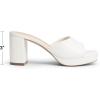 DREAM PAIRS Women’s Platform Block Heel Mule Sandals, Square Toe Ankle Strap Slip On Comfortable Heeled Sandals for Party Wedding Shoes(White)