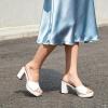 DREAM PAIRS Women’s Platform Block Heel Mule Sandals, Square Toe Ankle Strap Slip On Comfortable Heeled Sandals for Party Wedding Shoes(White)
