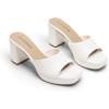 DREAM PAIRS Women’s Platform Block Heel Mule Sandals, Square Toe Ankle Strap Slip On Comfortable Heeled Sandals for Party Wedding Shoes(White)