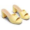 DREAM PAIRS Women’s Platform Block Heel Mule Sandals, Square Toe Ankle Strap Slip On Comfortable Heeled Sandals for Party Wedding Shoes(Yellow)