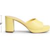 DREAM PAIRS Women’s Platform Block Heel Mule Sandals, Square Toe Ankle Strap Slip On Comfortable Heeled Sandals for Party Wedding Shoes(Yellow)
