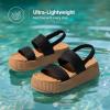 DREAM PAIRS Women’s Platform Water Sandals Adjustable Lightweight Waterproof Summer Beach Wedge Chunky Sandals(Black)