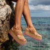 DREAM PAIRS Women’s Platform Water Sandals Adjustable Lightweight Waterproof Summer Beach Wedge Chunky Sandals(Camel)
