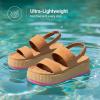 DREAM PAIRS Women’s Platform Water Sandals Adjustable Lightweight Waterproof Summer Beach Wedge Chunky Sandals(Camel)
